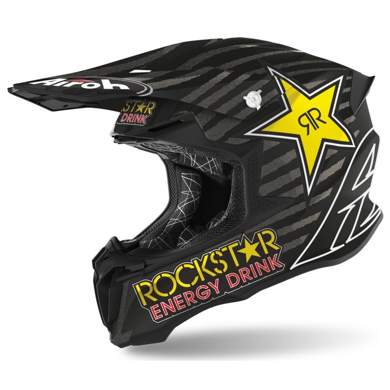 Motokrosová přilba Airoh Twist Rockstar 2021 černo-bílo-žlutá výprodej
