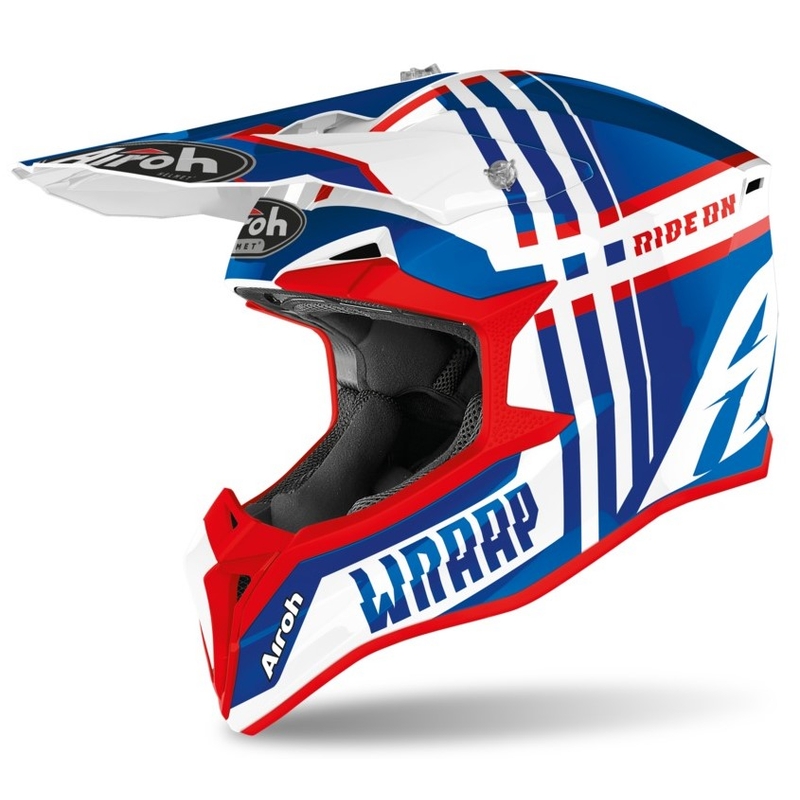 Motokrosová přilba Airoh Wraap Broken modro-bílo-červená