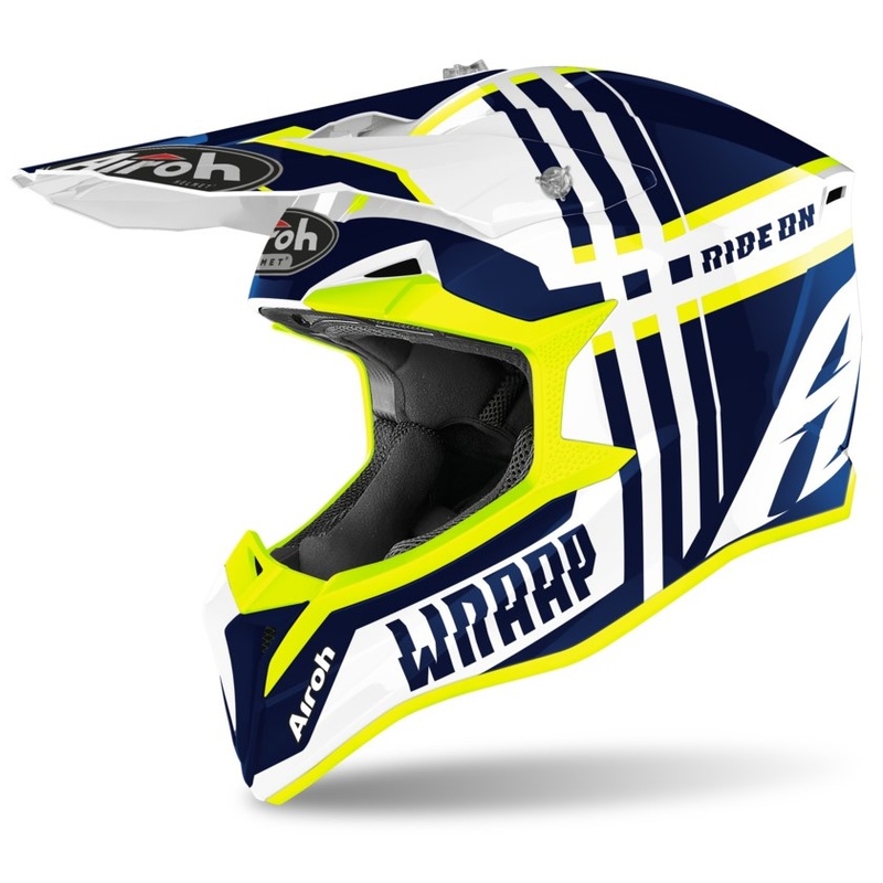 Motokrosová přilba Airoh Wraap Broken modro-bílo-fluo žlutá