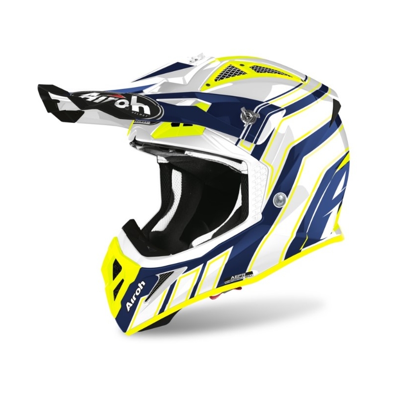 Motokrosová přilba Airoh Aviator Ace Art modro-bílo-fluo žlutá 2021