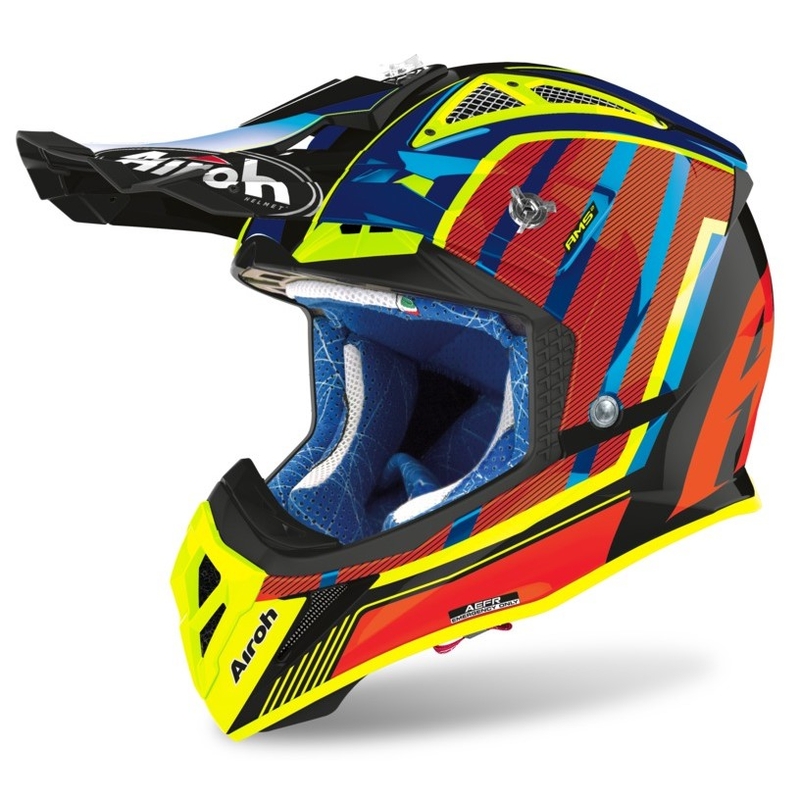 Motokrosová přilba Airoh Aviator Glow 2.3 AMS2 žluto-červeno-oranžová