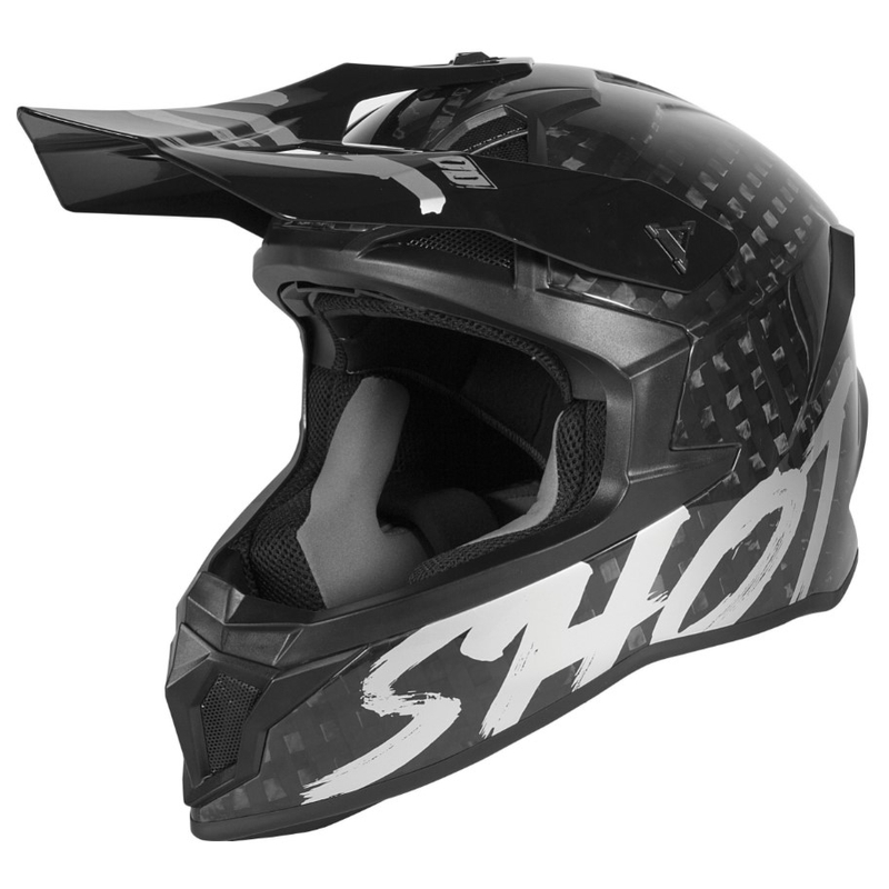 Motokrosová přilba Shot Lite Uni Solid Carbon černo-stříbrná výprodej
