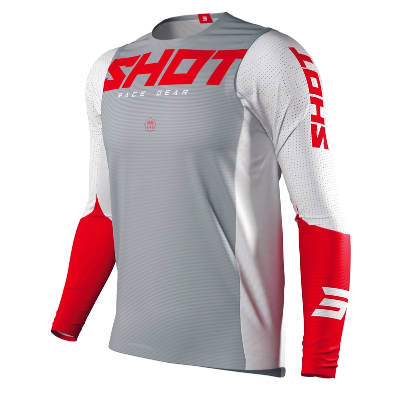Motokrosový dres Shot Aerolite Airflow šedo-bílo-červený výprodej