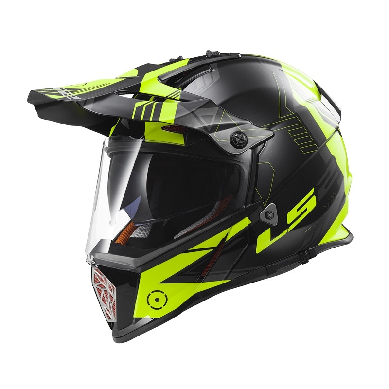 Enduro přilba na motroku LS2 MX436 Pioneer Trigger černo-žluto-titanová