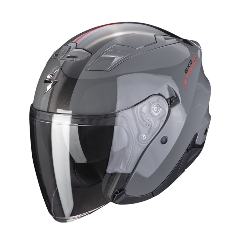 Otevřená přilba Scorpion EXO-230 SR cementová šedo-červená výprodej