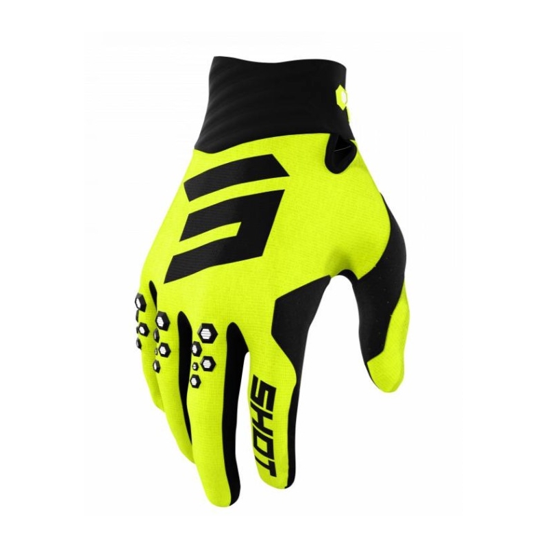 Motokrosové rukavice Shot Contact černo-fluo žluté výprodej