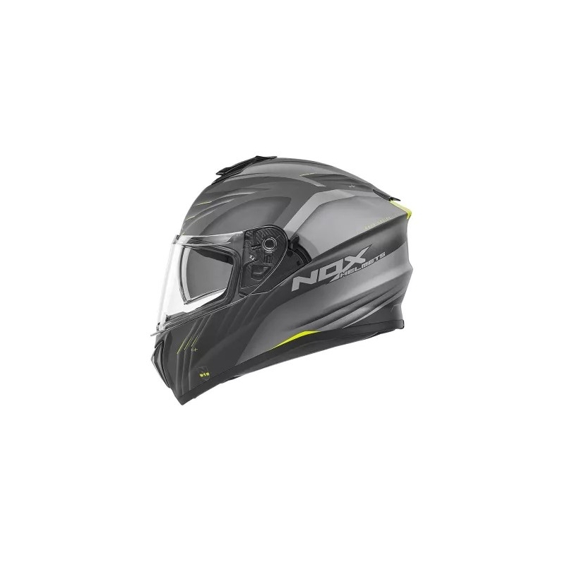 Integrální přilba na motorku NOX N918 Upside černo-šedo-fluo žlutá výprodej