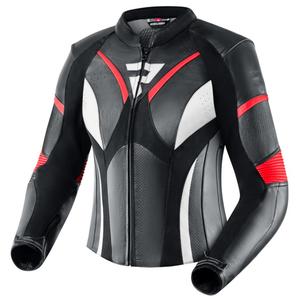 Dámská bunda na motorku Rebelhorn Rebel černo-bílo-fluo červená