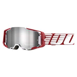 Motokrosové brýle 100% ARMEGA Oversized Deep bílo-červené (stříbrné plexi)