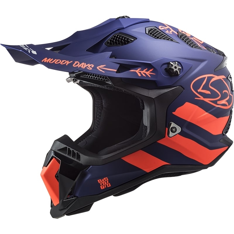 Motokrosová přilba LS2 MX700 Subverter Cargo modro-fluo oranžová matná