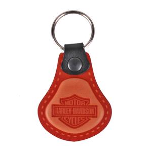 Kožený přívěsek na klíče Harley Davidson oranžový