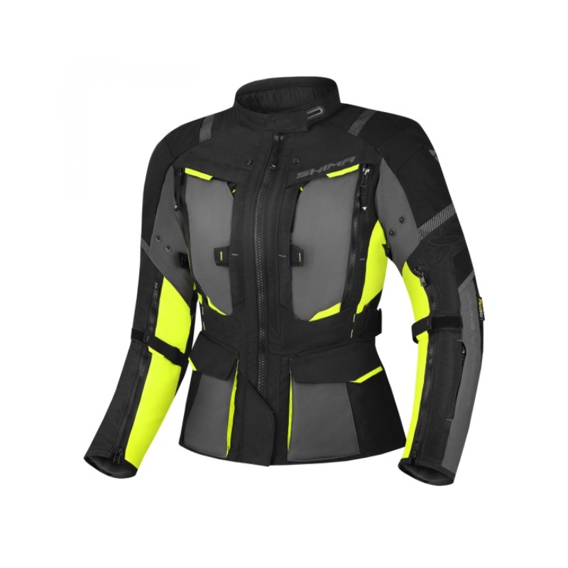Dámská bunda na motorku Shima Hero 2.0 černo-šedo-fluo žlutá