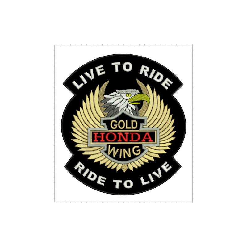 Nášivka Live to Ride Gold Wing - velká