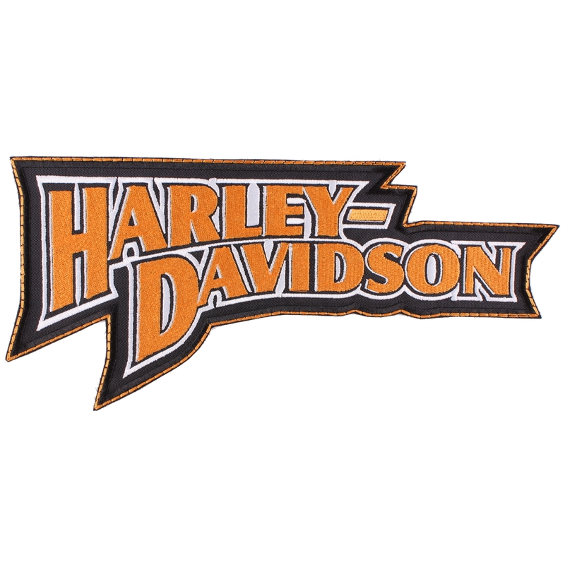 Nášivka Harley Davidson nápis oranžová - velká