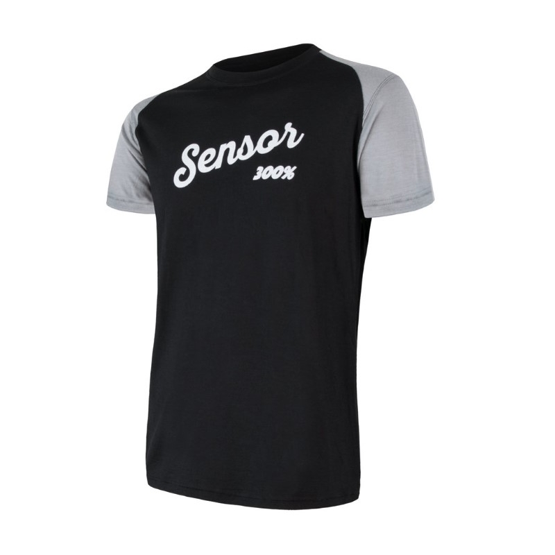 Pánské triko Sensor Merino Active PT Logo černo-šedé výprodej