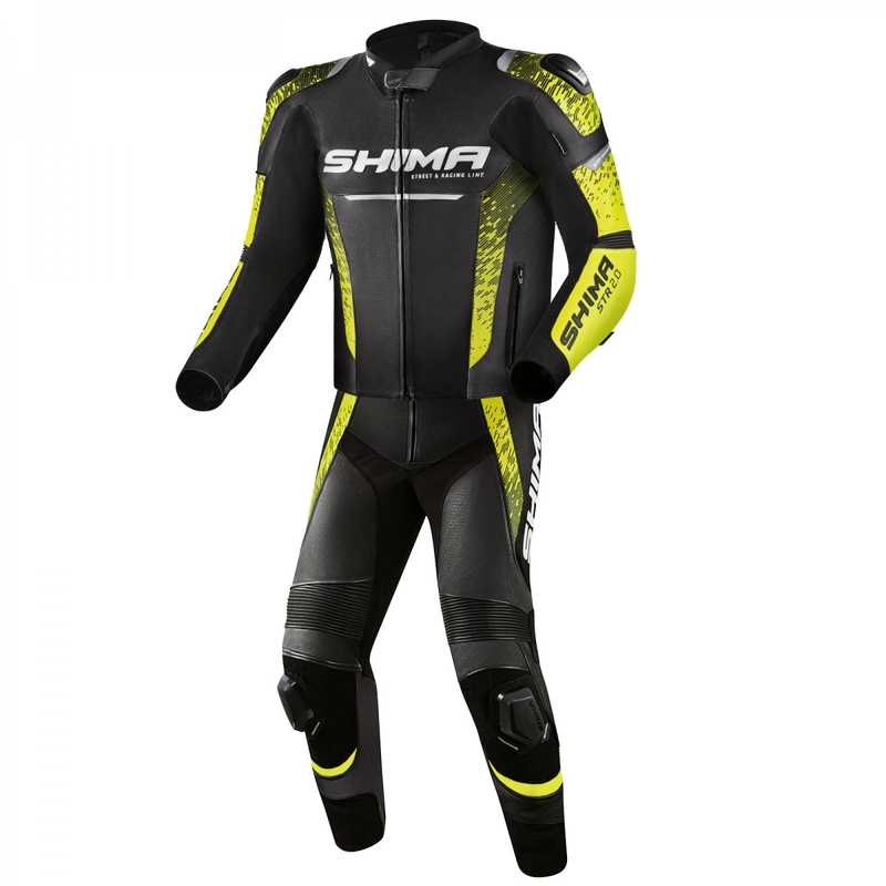 Kombinéza na motorku Shima STR 2.0 černo-fluo žlutá
