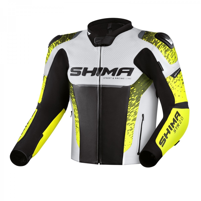 Bunda na motorku Shima STR 2.0 černo-bílo-fluo žlutá