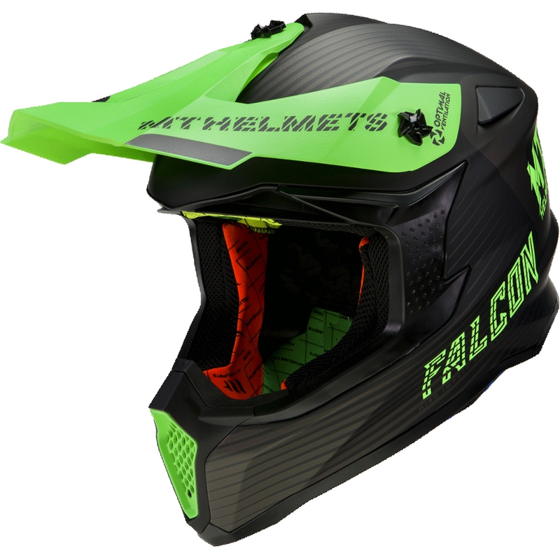 Motokrosová přilba MT Falcon System černo-fluo zelená