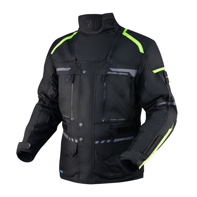 Bunda na motorku Rebelhorn Cubby IV černo-fluo-žlutá