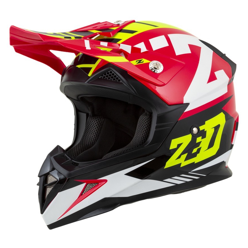 Dětská motokrosová přilba ZED X1.9D červeno-fluo žluto-černo-bílá