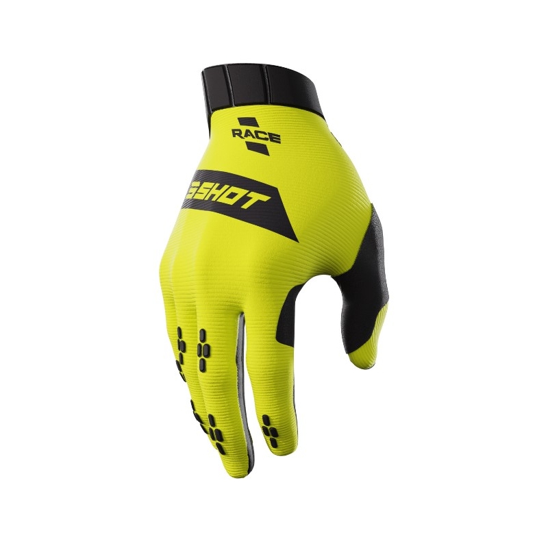 Motokrosové rukavice Shot Race černo-fluo žluté výprodej
