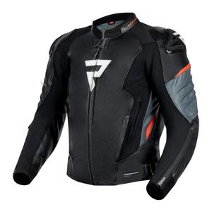 Kožená bunda na motorku Rebelhorn Veloce černo-fluo červená