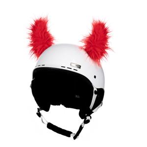 Uši na helmu Rohy červené chlupaté