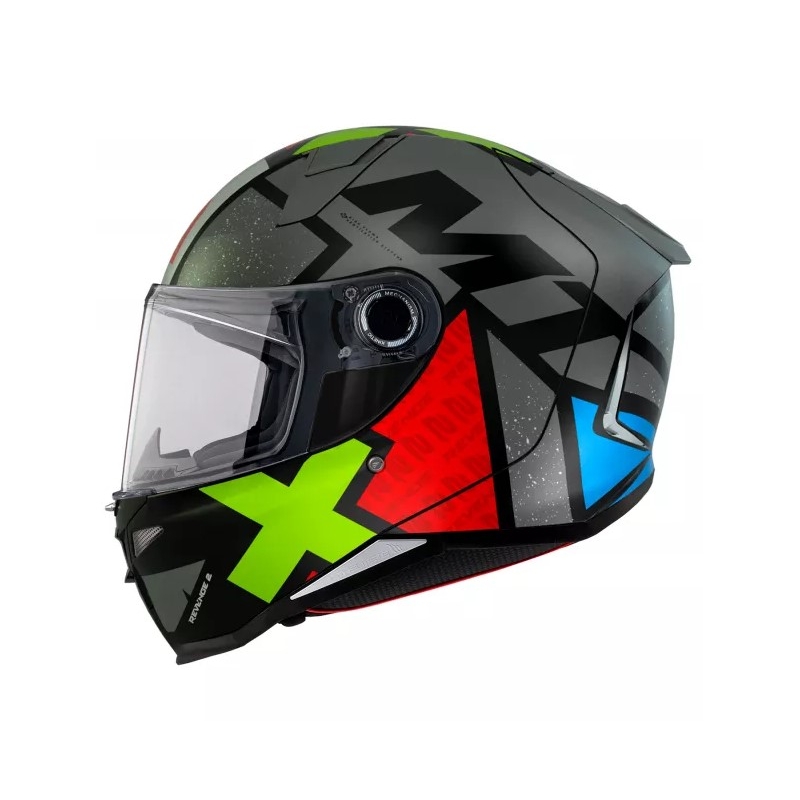 Integrální přilba na motorku MT FF110 Revenge 2 Light šedo-červeno-zelená