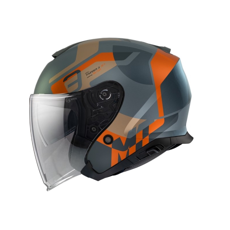 Otevřená přilba na motorku MT Thunder 3 SV Jet Silton C4 šedo-modro-oranžová
