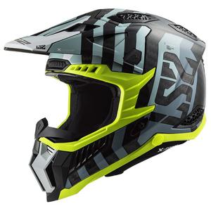 Motokrosová přilba LS2 MX703 C X-Force Barrier černo-modro-fluo žlutá