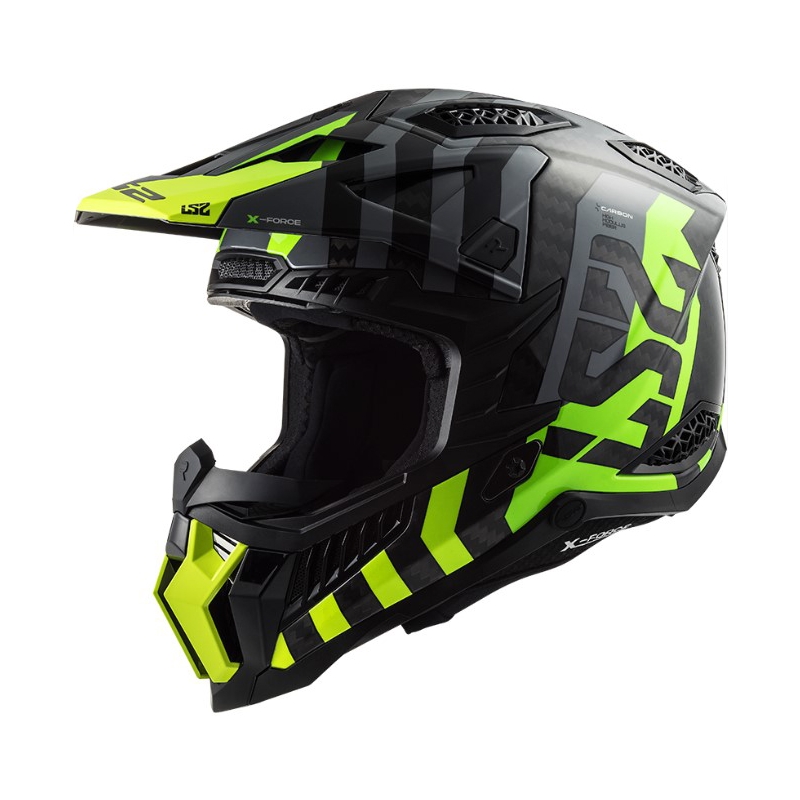 Motokrosová přilba LS2 MX703 C X-Force Barrier H-V černo-šedo-fluo žlutá