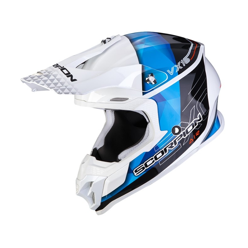 Motokrosová přilba Scorpion VX-16 EVO AIR GEM bílo-černo-modrá