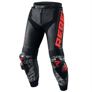 Kalhoty na motorku Rebelhorn Rebel černo-fluo červené výprodej