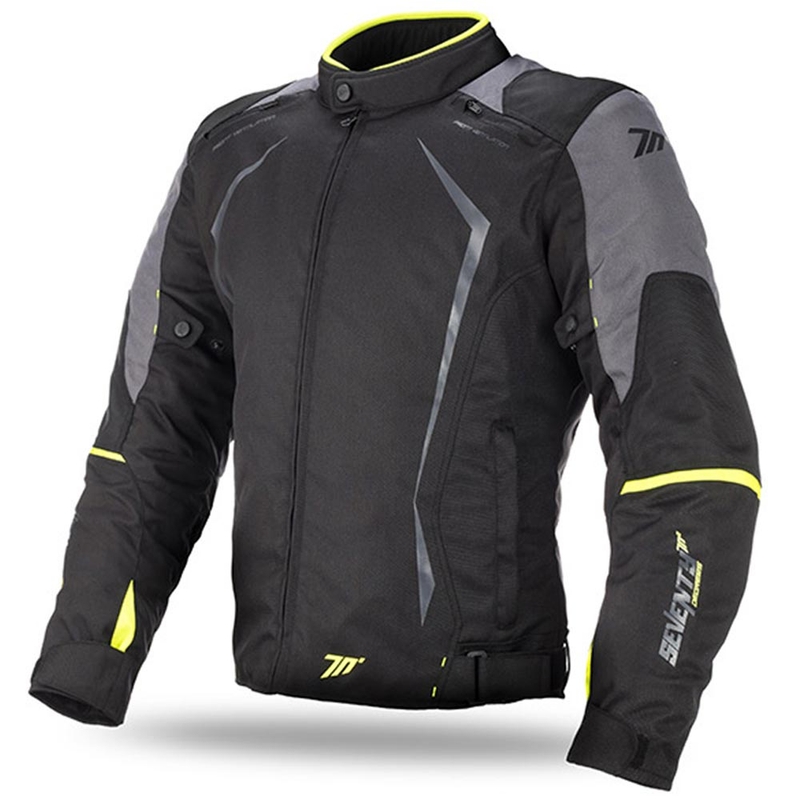 Bunda na motorku SEVENTY DEGREES SD-JR47 černo-šedo-fluo žlutá