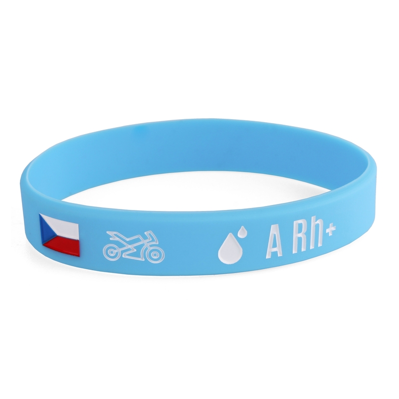 Silikonový moto náramek s krevní skupinou A RH+