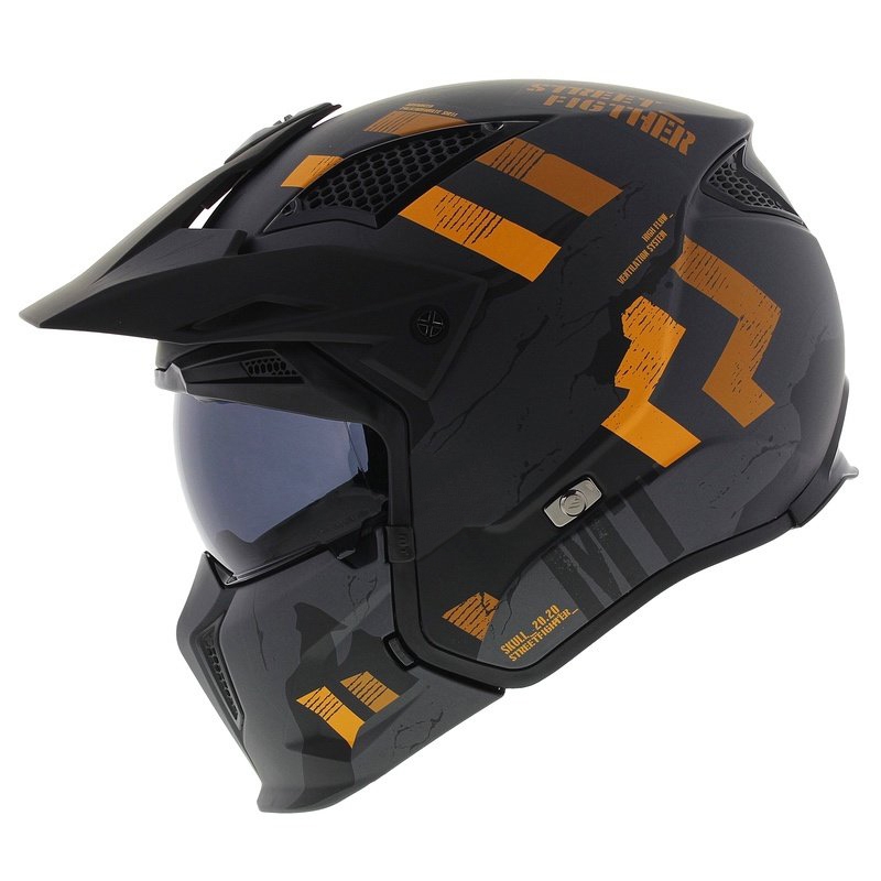 Otevřená přilba s maskou MT Streetfighter SV S Skull A12 šedo-oranžová