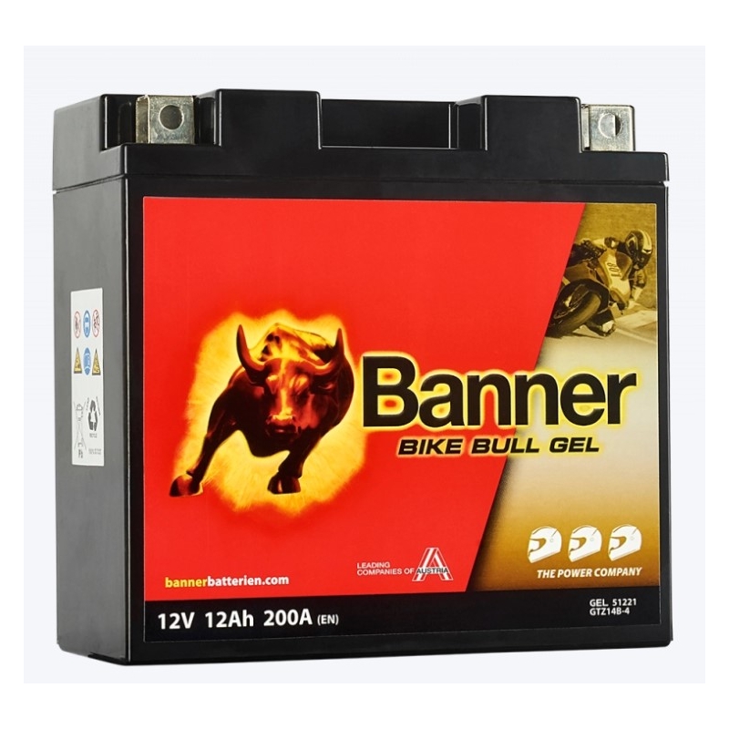 Gelová baterie Banner Bike Bull Gel 12V, YT14B-4, 12AH, 200A