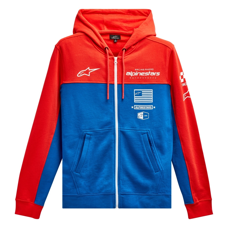 Mikina Alpinestars H Block Hoodie fluo červeno-světle modrá