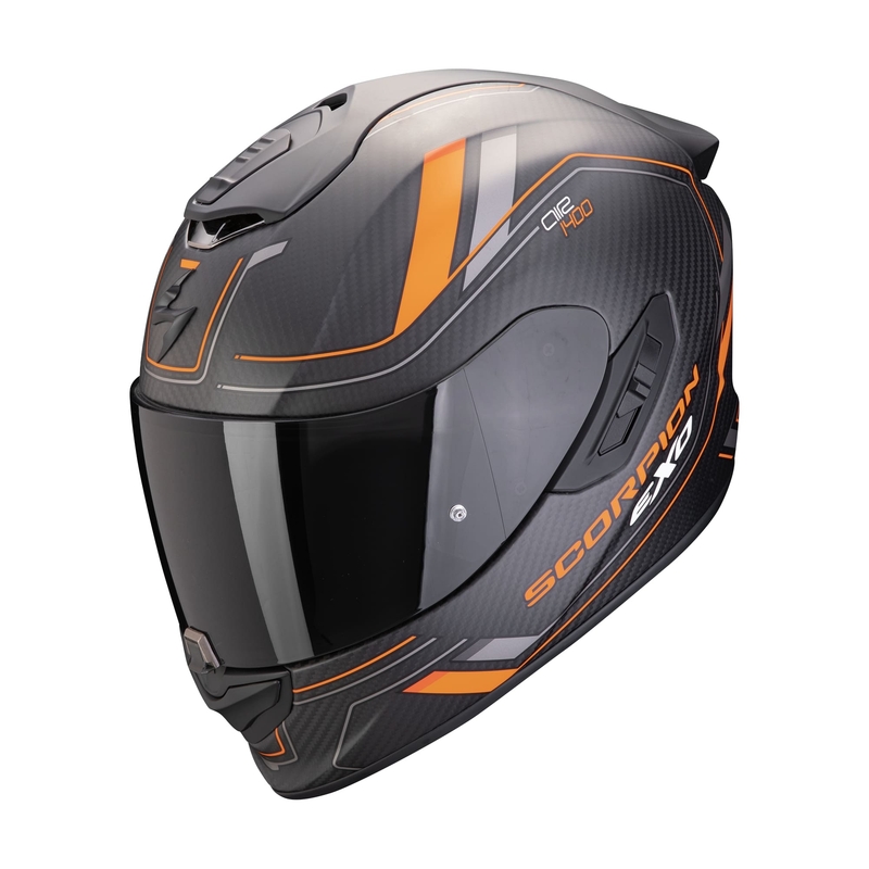 Integrální přilba na motorku Scorpion EXO-1400 EVO II CARBON AIR MIRAGE matná černo-oranžová výprodej