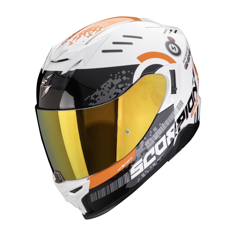 Integrální helma na motorku Scorpion EXO-520 EVO AIR TITAN bílo-oranžová výprodej