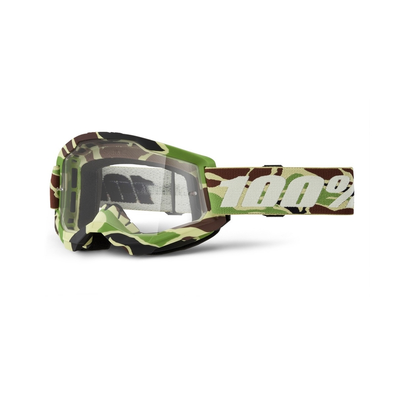 Motokrosové brýle 100% STRATA 2 New War Camo zelené (čiré plexi)