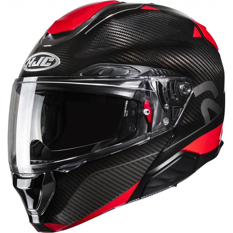 Vyklápěcí přilba na motorku HJC RPHA 91 CARBON Noela MC1 černo-červená výprodej
