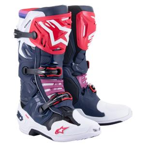 Boty na motorku Alpinestars Tech 10 Supervented perforované tmavě modro-bílo-červeno-fialové