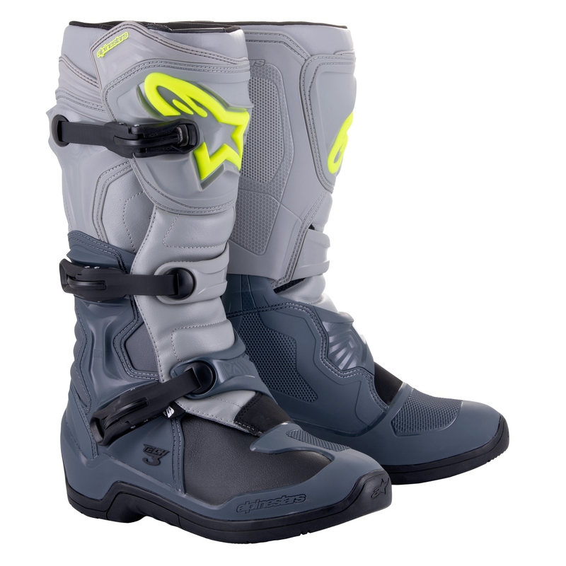 Boty na motorku Alpinestars Tech 3 světle šedo-černo-fluo žluté