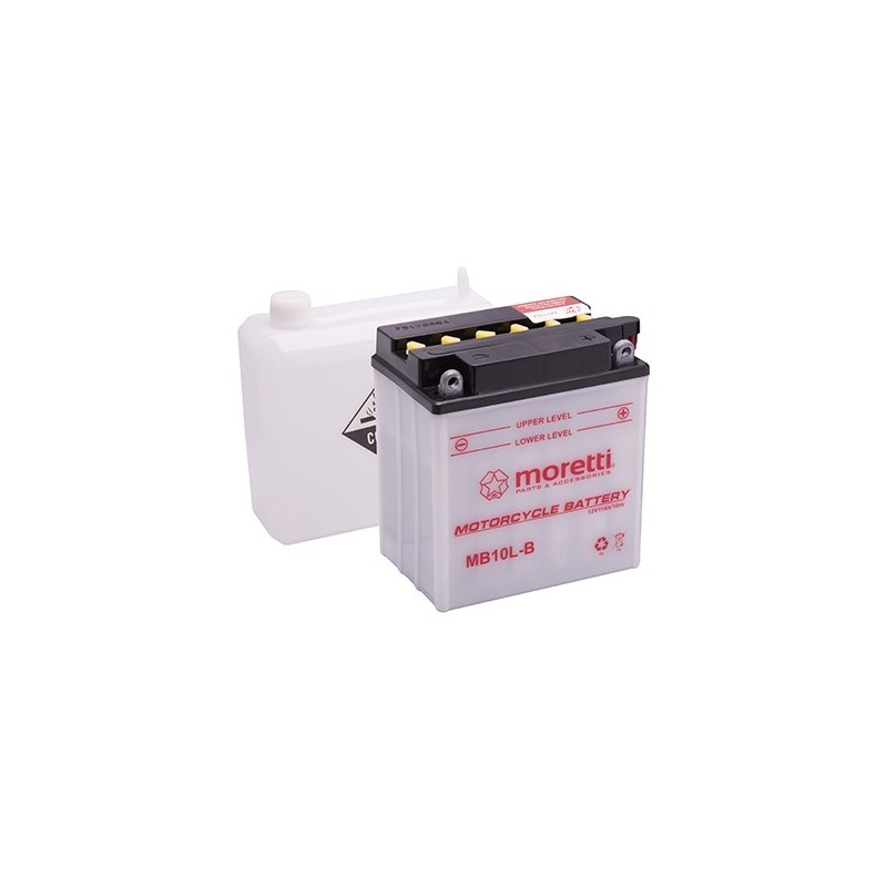Konvenční motocyklová baterie Moretti MB10L-B, 12V 11Ah