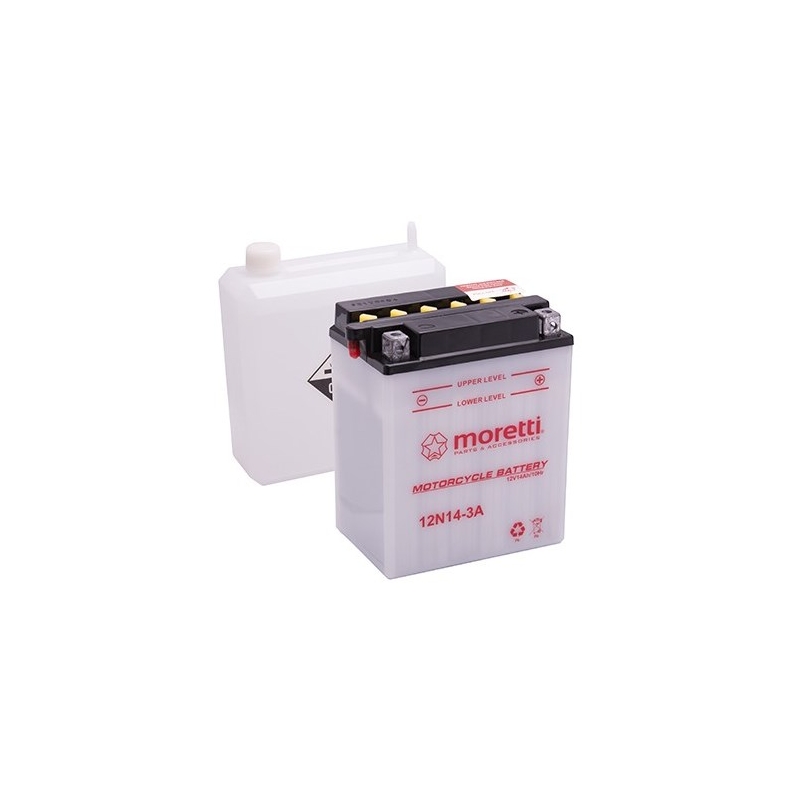 Konvenční motocyklová baterie Moretti 12N5,5-4A, 12V 5,5Ah
