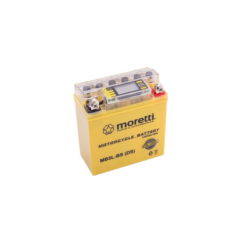Bezúdržbová gelová baterie  Moretti  MB5L-BS, 12V 5Ah s měřičem napětí