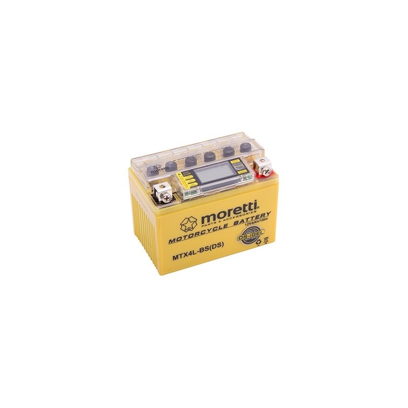Bezúdržbová gelová baterie  Moretti  MTX4L-BS, 12V 4Ah s měřičem napětí