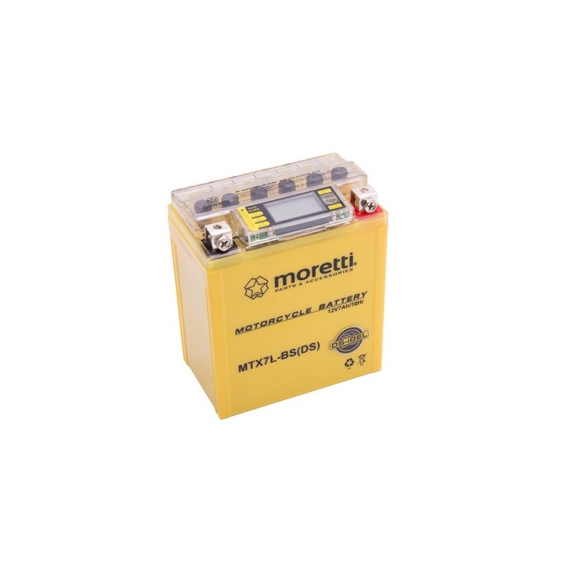 Bezúdržbová gelová baterie  Moretti  MTX7L-BS, 12V 7Ah s měřičem napětí