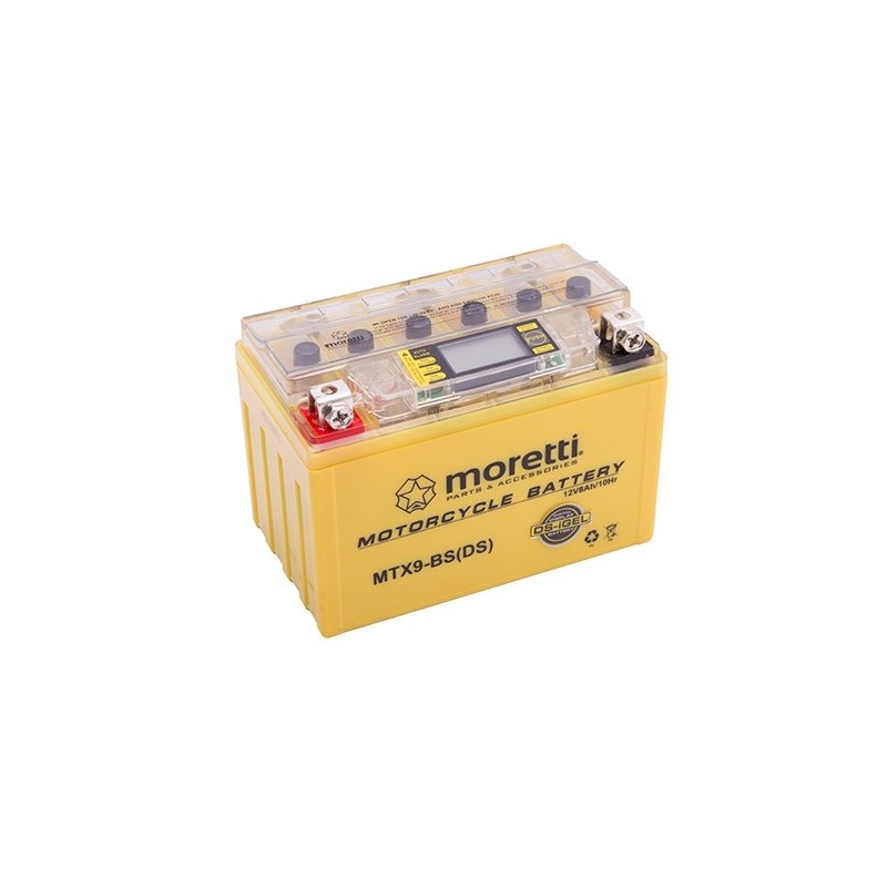 Bezúdržbová gelová baterie  Moretti  MTX9-BS, 12V 8Ah s měřičem napětí